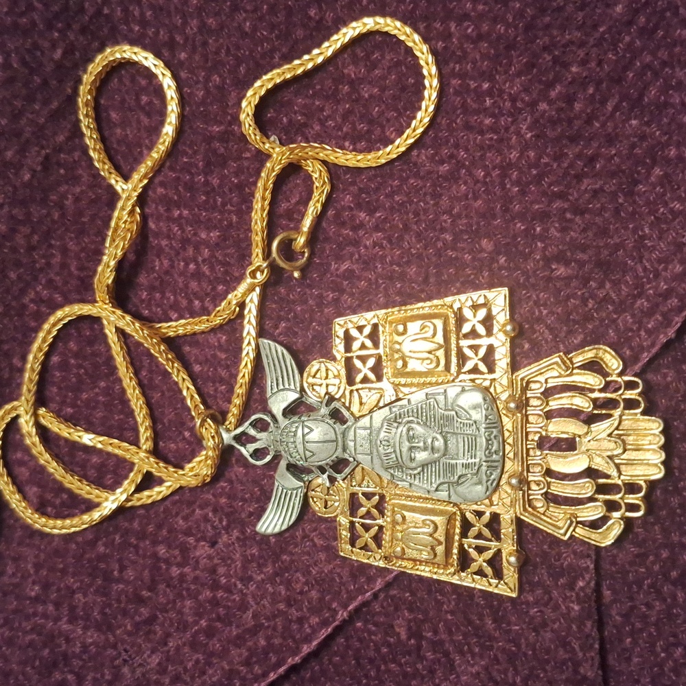 Vintage "ART "ARTHUR PEPPER EGYPTIAN   Necklace .13 Inch Thick Chain